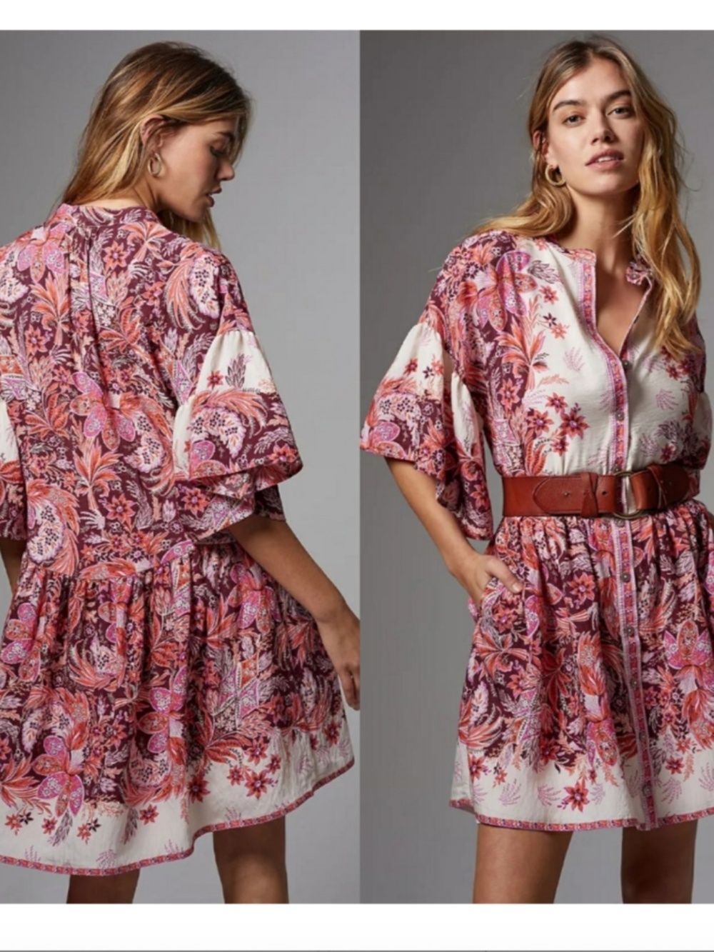 NWT Anthropologie Janelle Pink Tunic Dress Size XS/S